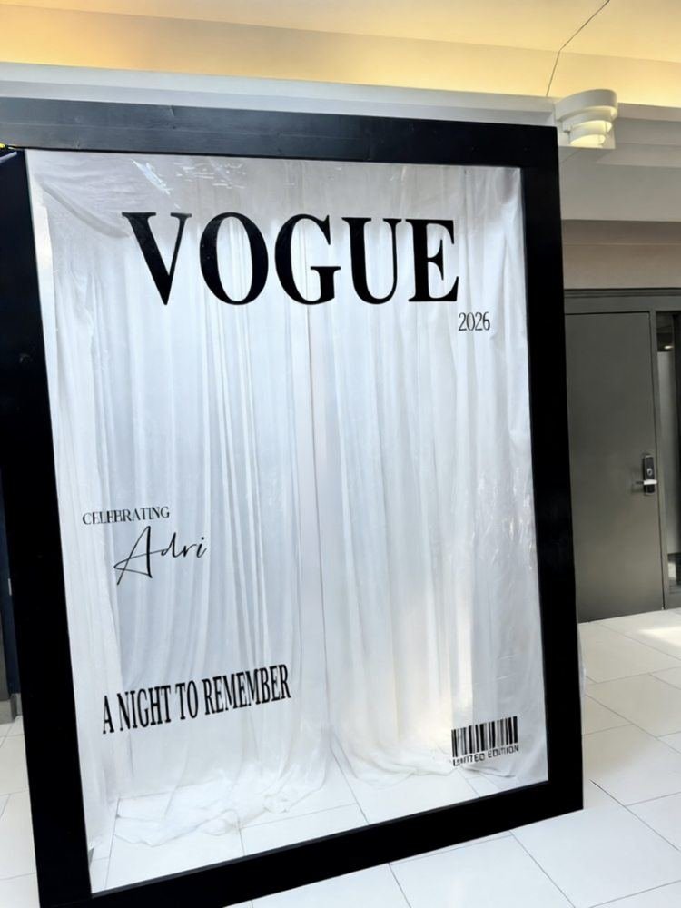 Adri VOGUE selfie booth setup indoor Partyology Inc Winnipeg